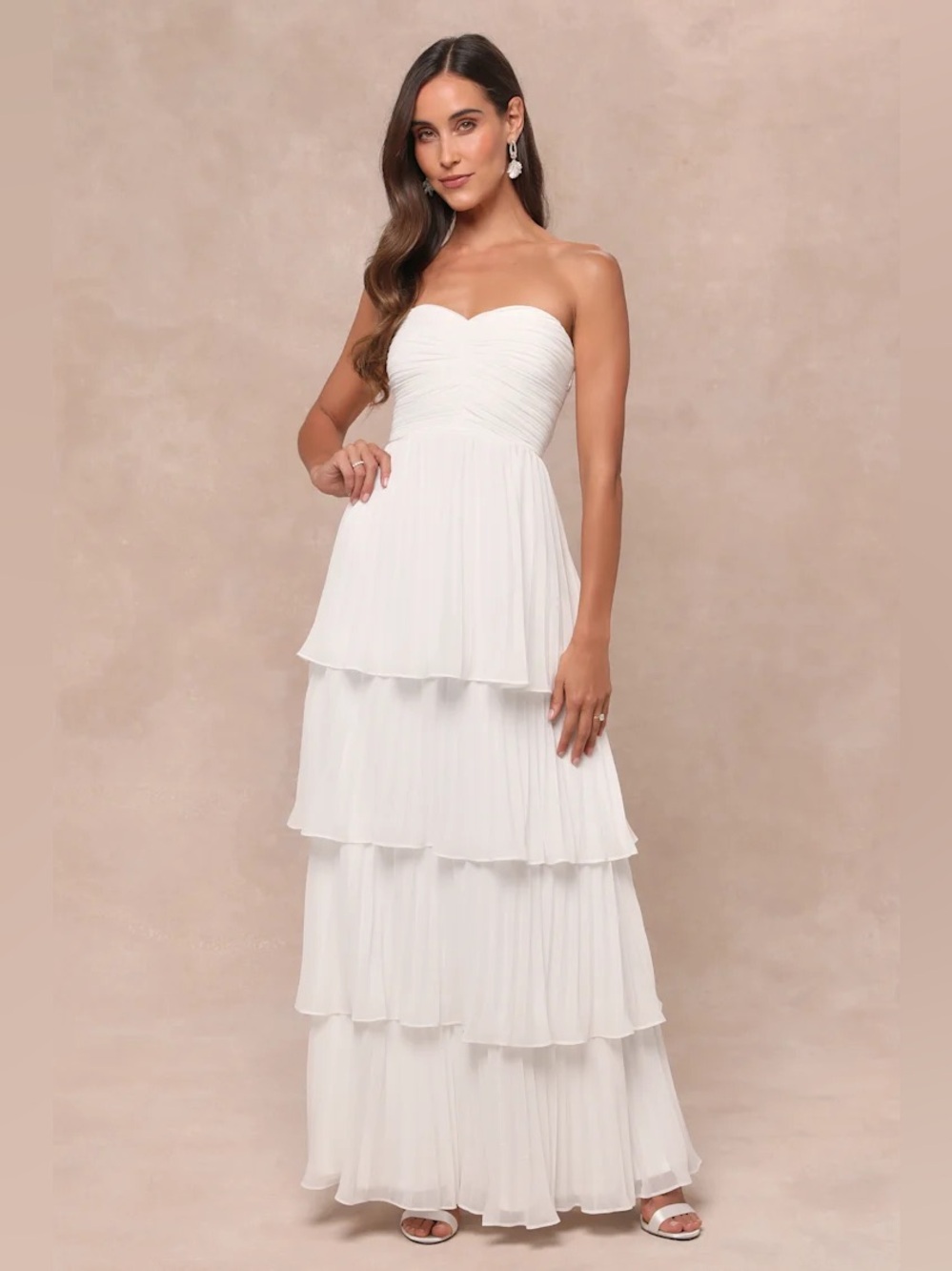 New Lulus Seriously Sensational White Strapless Tiered Maxi Dress XXS